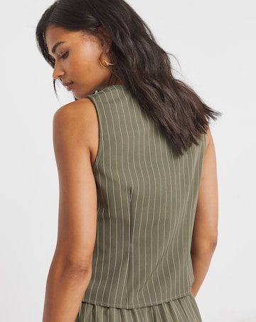 Khaki Pinstripe Tailored Co-ord Waistcoat