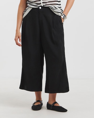 Black Crop Wide Leg Jeans with Tencel TM Lyocell