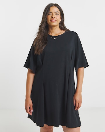 Black Cinched Waist T-Shirt Dress