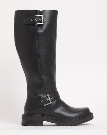 Eden Buckle Detail Knee High Boots Extra Wide EEE Fit Super Curvy Calf