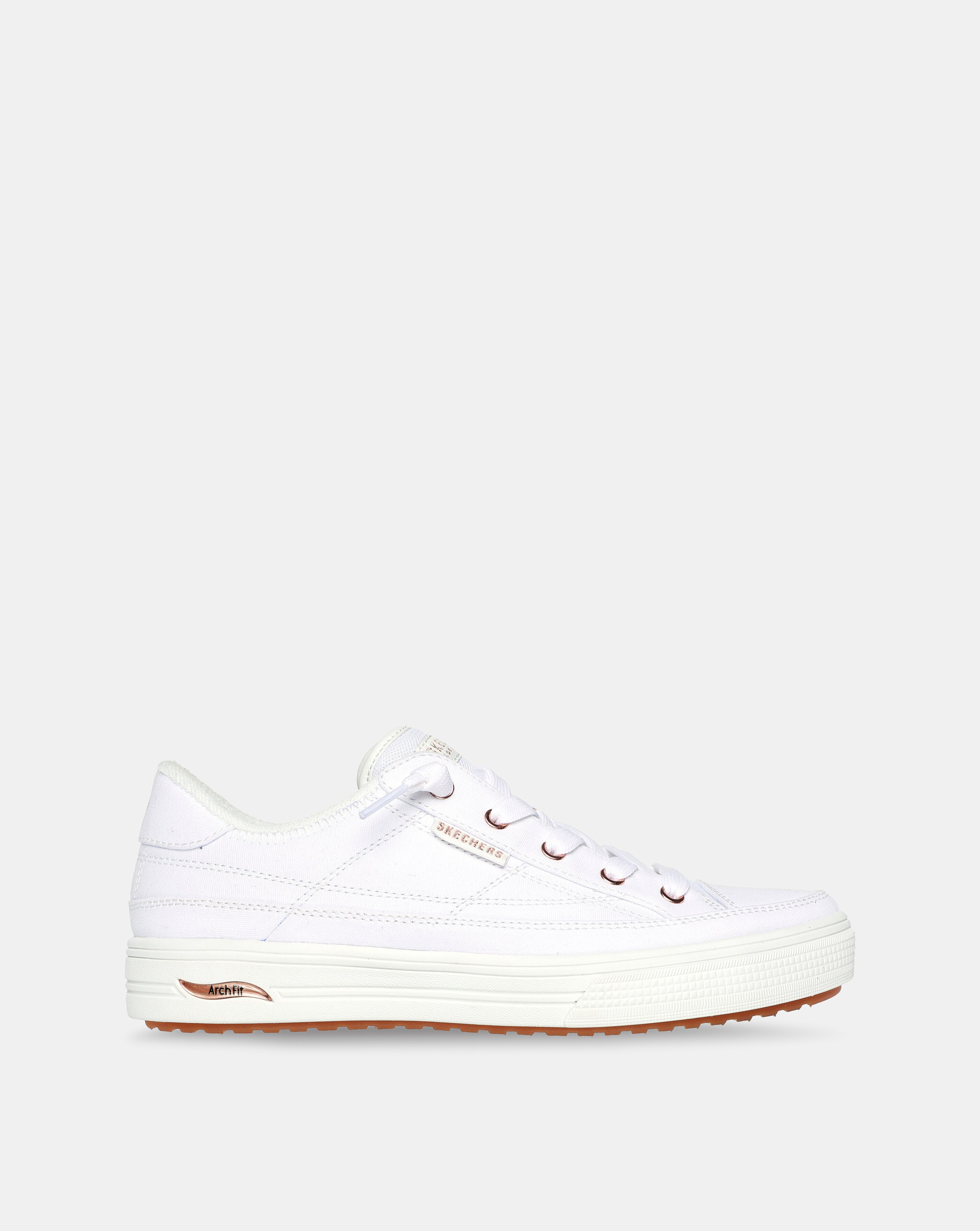 Skechers White Arch Fit Arcade Meet Ya There Slip-On Trainers - Wide Fit (E)