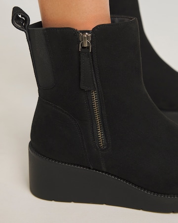 Rene Zip Detail Wedge Ankle Boots Wide E Fit