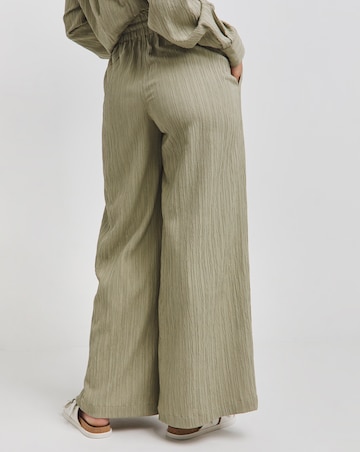Sage Textured Wide Leg Trousers