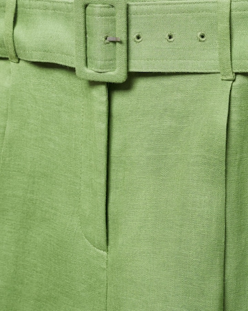 Mango Green Linen Bermuda Belted Shorts