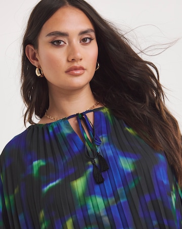 Joanna Hope Pleated Keyhole Blouse