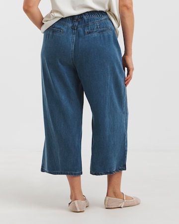 Simply Be Indigo Crop Wide Leg Jeans with Tencel TM Lyocell