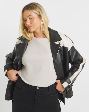 Black Colourblock Oversized Biker