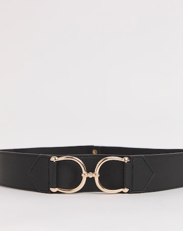 Black Lined Buckle Waist Stretch Belt