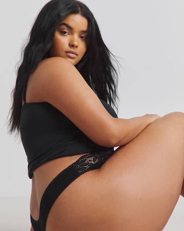 Pretty Secrets (5 Pack) Lace Top No VPL Thong Knickers Black