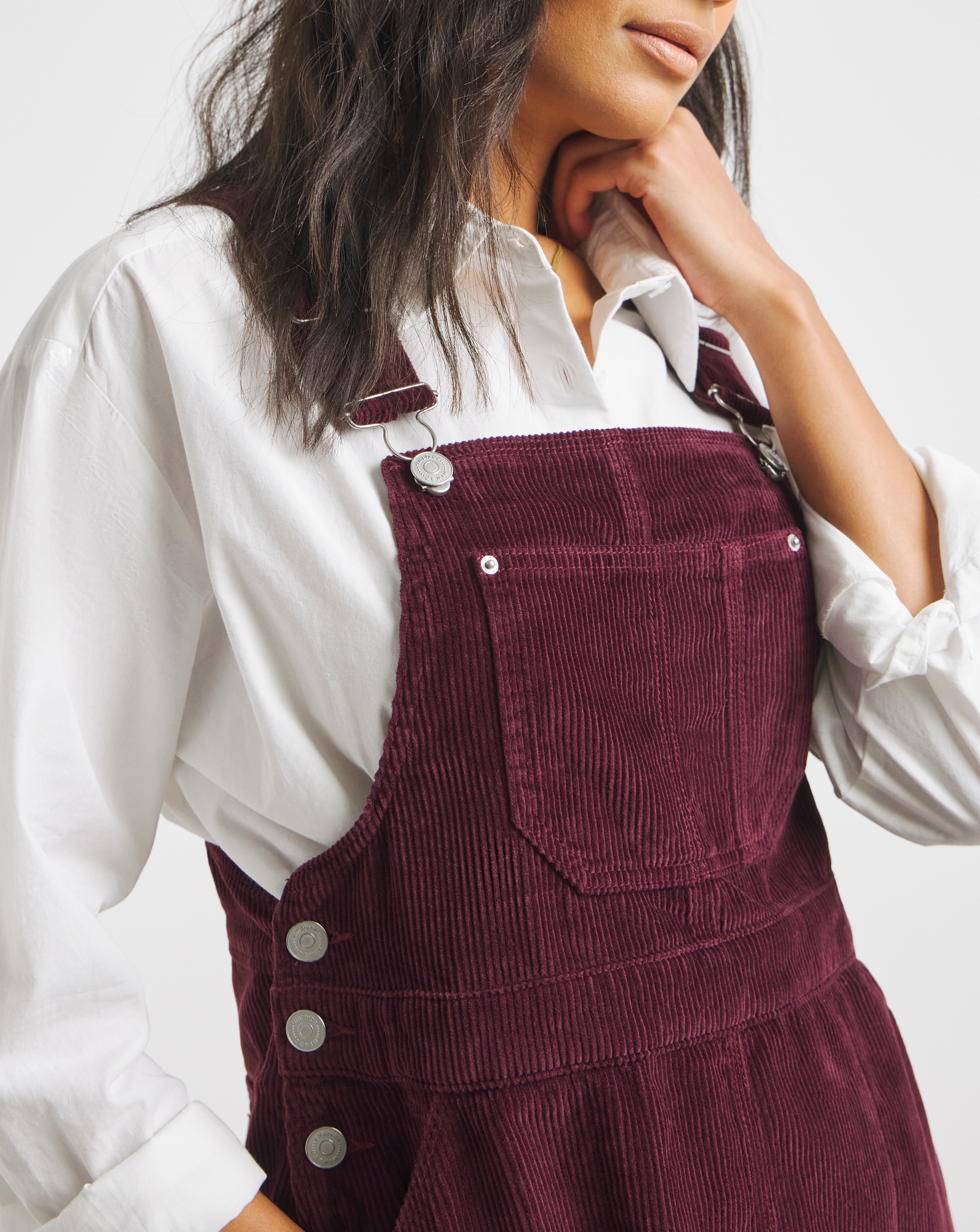 Simply Be Burgundy Cord Mini Dungaree Dress | Simply Be Simply Be Burgundy Cord Mini Dungaree Dress | Simply Be