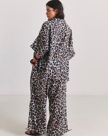 Oversized Leopard Print Shirt And Trouser Beach Co-Ord Set