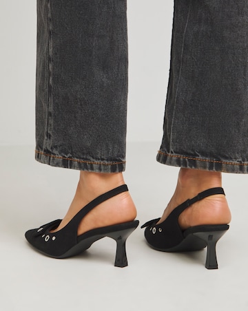 Delia Eyelet Detail Slingback Pointed Court Shoes Extra Wide EEE Fit
