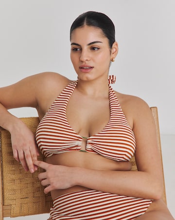 Chelsea Peers Multi Rib Halter Neck Bikini Top Multi
