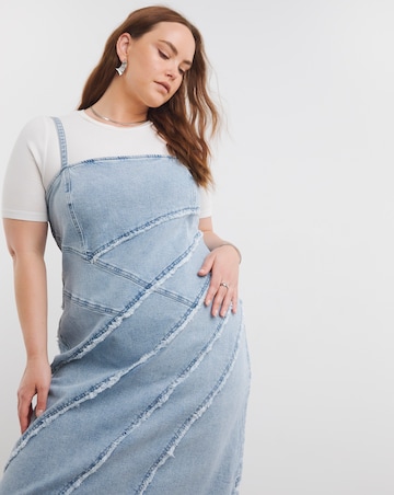 Light Blue Seamed Column Maxi Dress