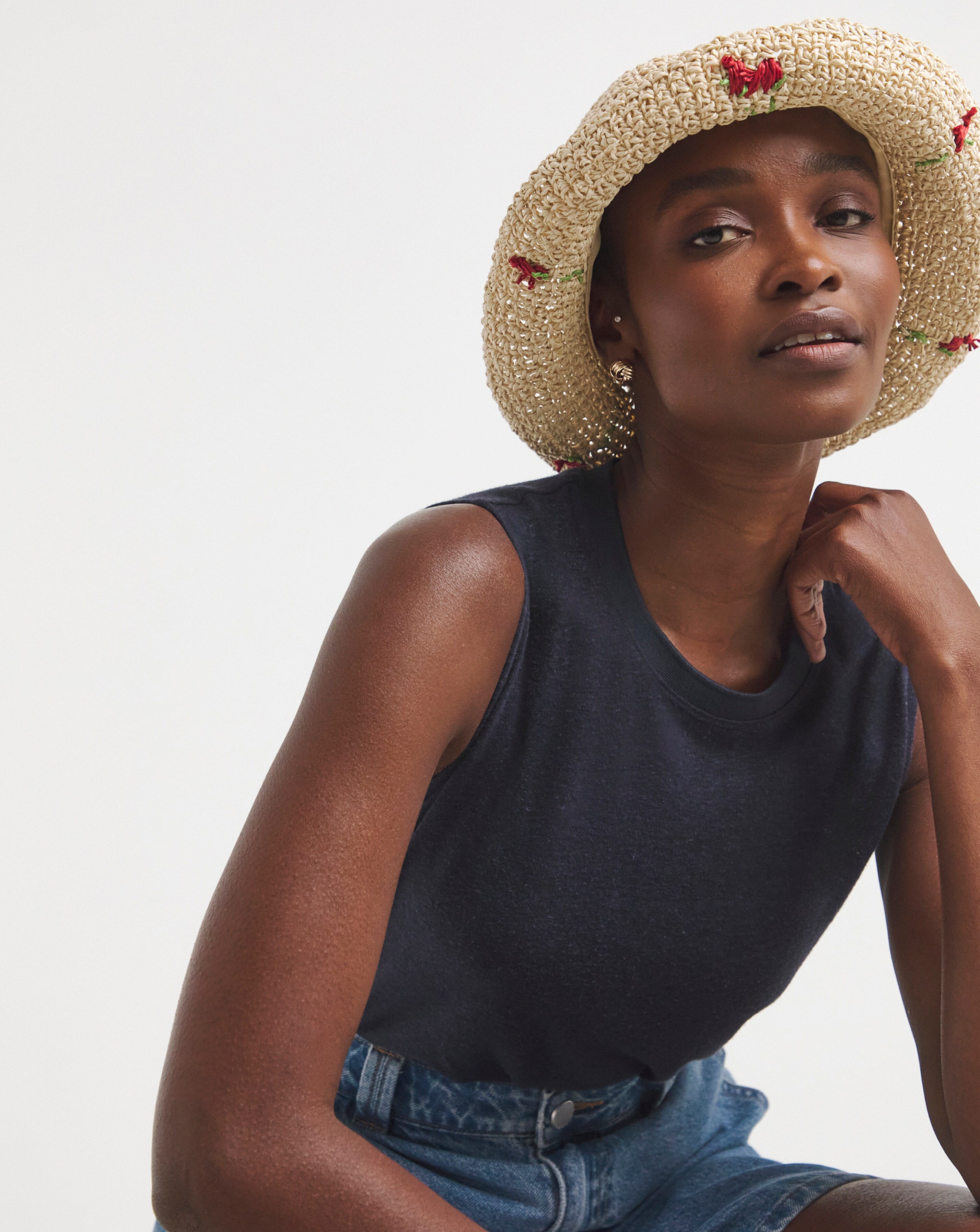 Cherry Embroidered Raffia Hat | Simply Be
