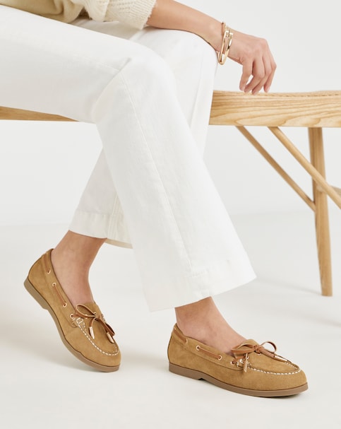 Lara Suede Boat Shoes - Wide Fit (E)