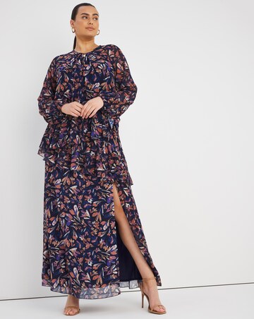 Little Mistress Ruffle Split Maxi Dress