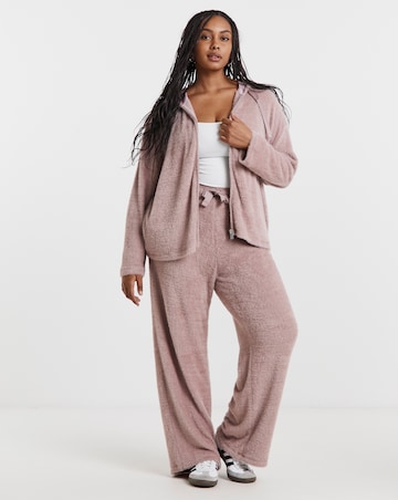 Mocha Fluffy Hooded Zip Through