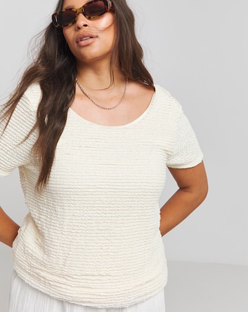 Ivory Scoop Back Frill Lace T-Shirt
