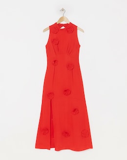 Hope &amp; Ivy Keely Red High Neck Rose Sleeveless Maxi Dress