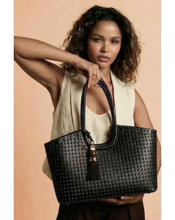 Luella Grey Lillie Black Whipstitch Tote