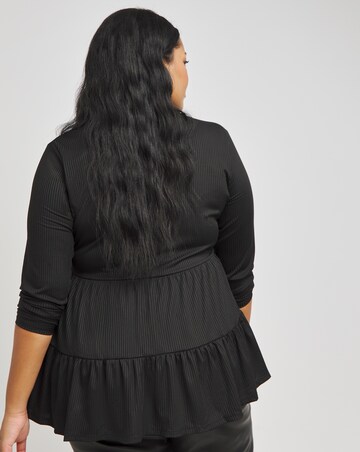 Long Sleeve Ribbed Tiered Top