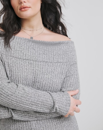 Simply Be Grey Marl Rib Bardot Top