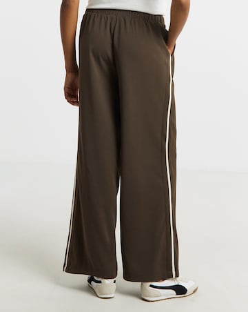 Chocolate Side Stripe Wide Leg Trousers