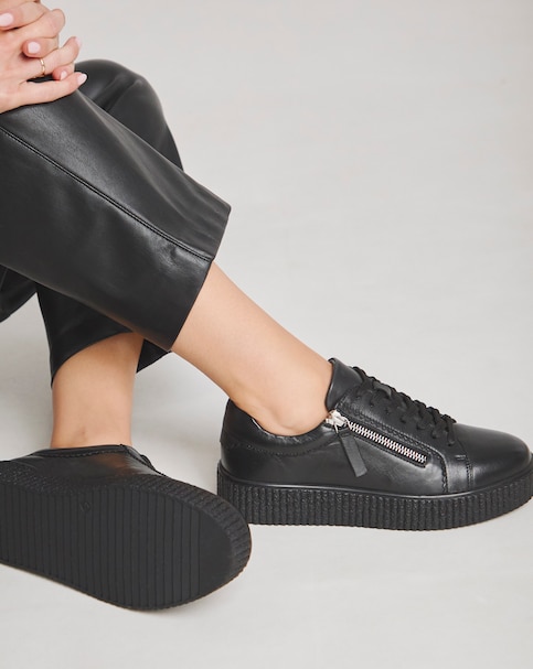 Quincy Side Zip Leather Trainer - Extra Wide Fit (EEE)