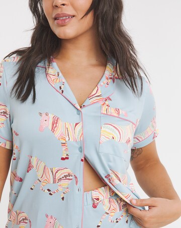 Chelsea Peers Jersey Patterned Stripe Zebra Short Pyjama Set