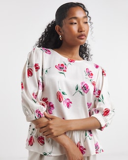 Flounce London Floral Frill Hem Blouse