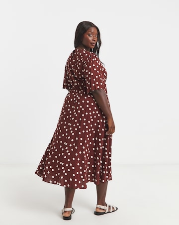 Simply Be Chocolate Spot Print Viscose Midi Dress