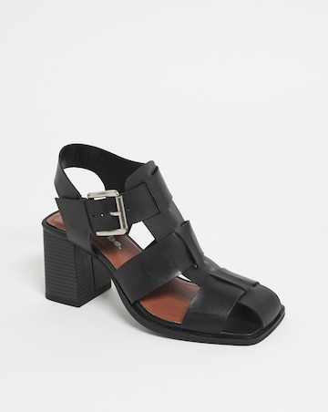 Charlotte Leather Fisherman Block Heeled Shoes - Extra Wide Fit (EEE)