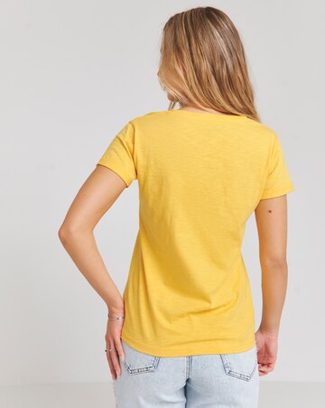 Yellow V-Neck Slub T-Shirt