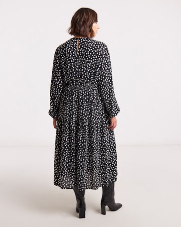 Simply Be Spot Print Drop Waist Cinch Detail Midi Dress