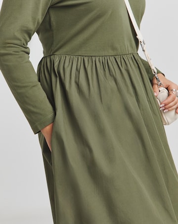 Khaki Jersey/Poplin Mix Dance Dress