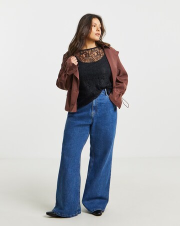 Black Lace Crew Neck Top