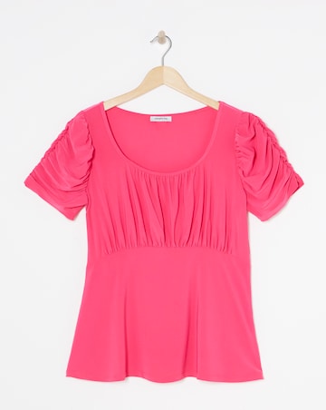 Pink Luxe Jersey Ruched Sleeve Top