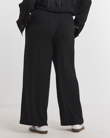 Simply Be Black Crinkle Wide Leg Trousers