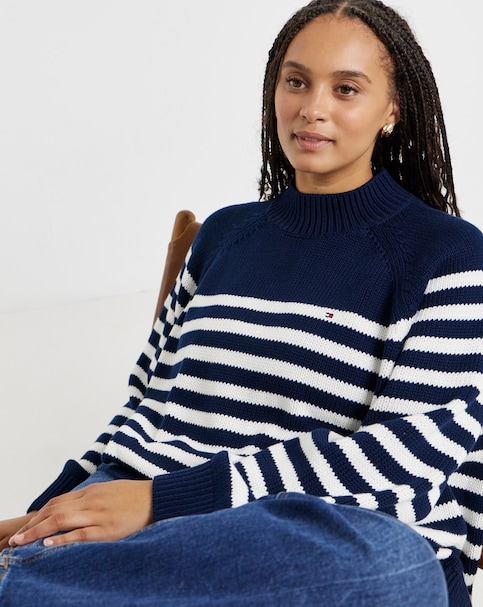 Tommy Hilfiger Coton Blend Mock Neck Long Sleeve Sweater