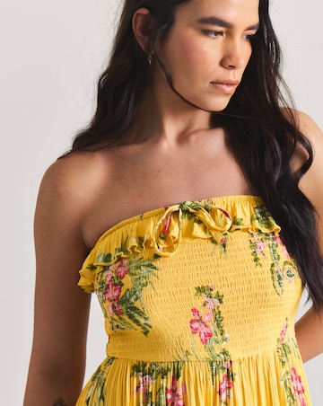 Figleaves Shirred Ruffle Detail Maxi Beach Dress