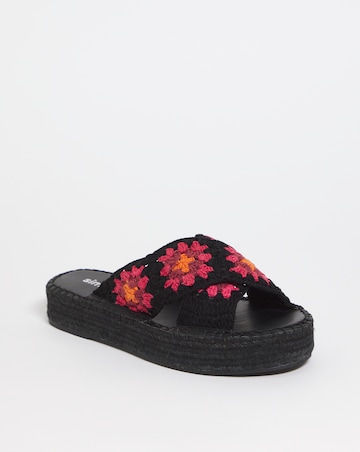 Renn Crochet Flatform Espadrille Sandals Wide Fit Simply Comfort