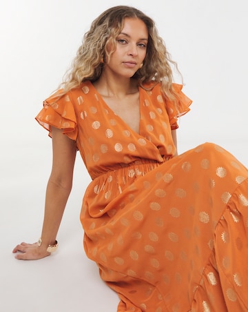 Lovedrobe Wrap Front Flutter Sleeve Midaxi Dress