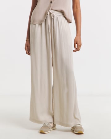 Stone Tie Waist Crinkle Wide Leg Trousers