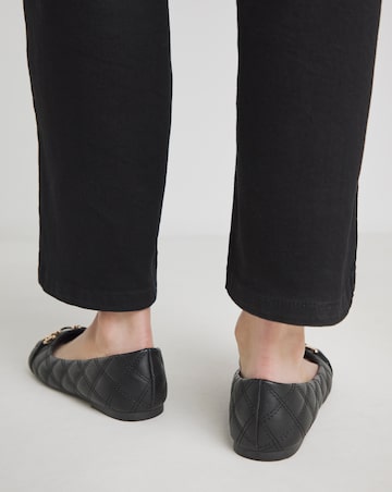 Harmony Toe Cap Snaffle Trim Ballerina Shoes - Wide Fit (E)