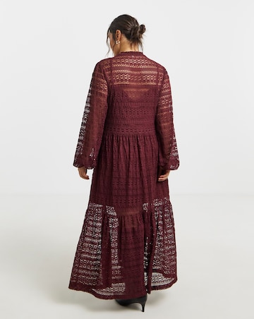 Burgundy Lace Midi Dress