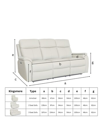 Aspire Kingsmere Leather Power Recliner 3 Seater