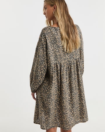 Simply Be Animal Linen Blend Smock Dress