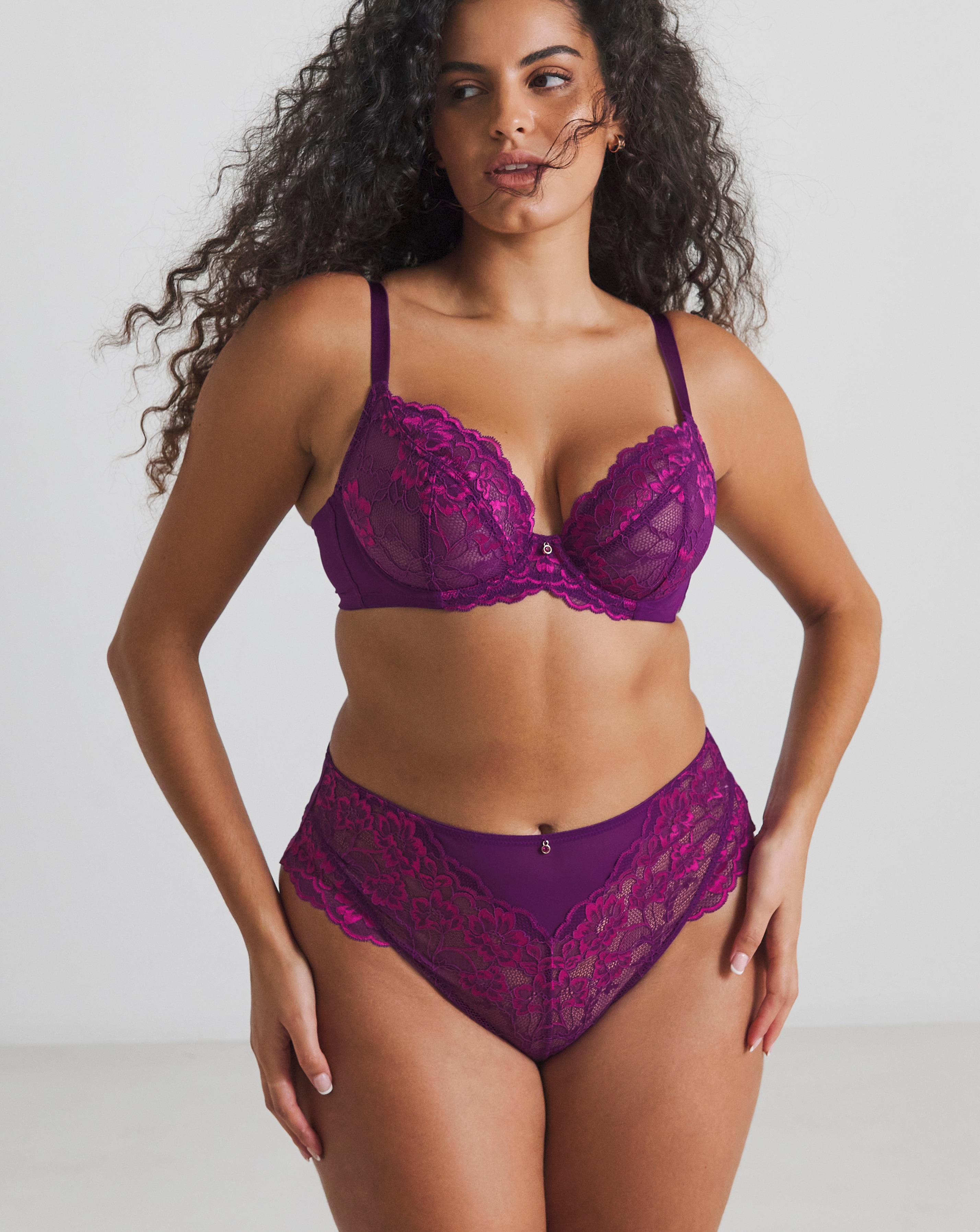 Ann Summers Sexy Lace Planet Two Tone High Waist Brazillian Dark