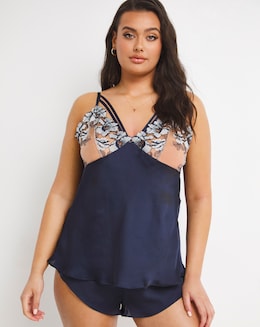 Figleaves Soft Focus Embroidery Satin Top &amp; Shortie Set